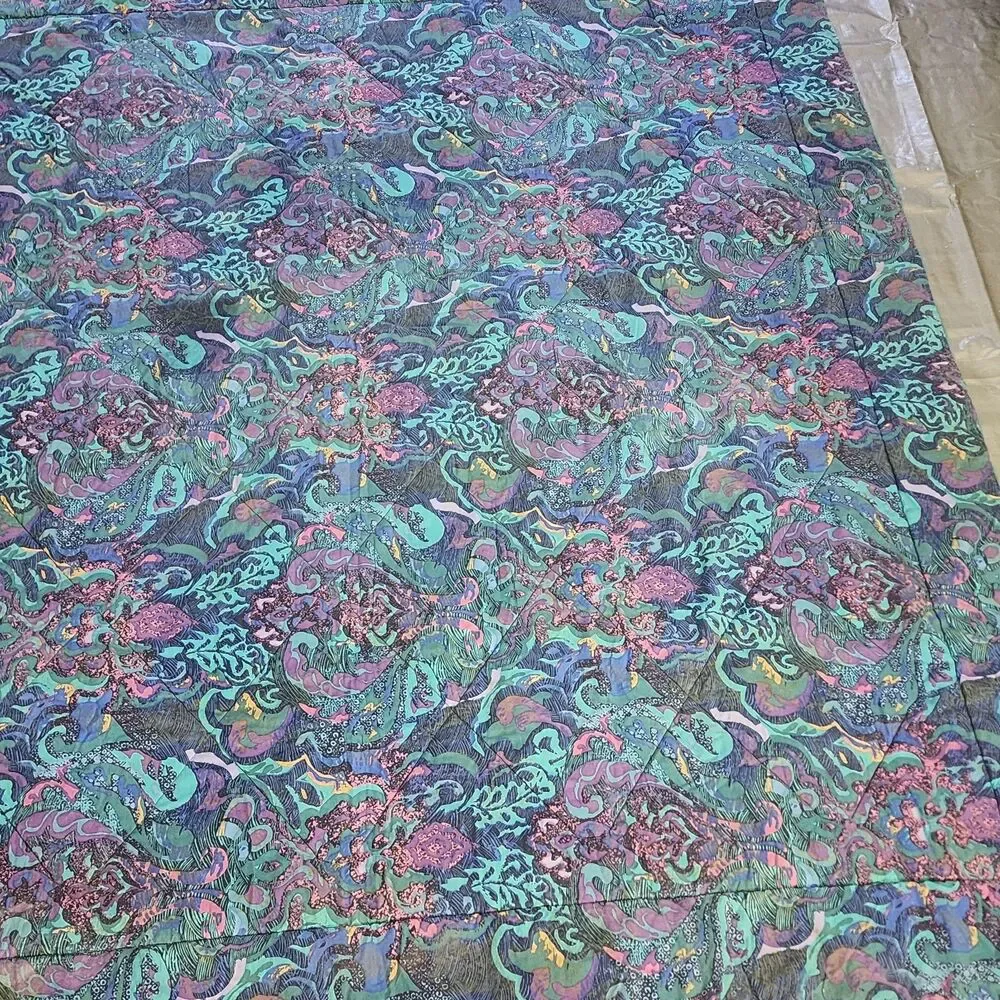 Bill Blass For Springmaid Full Bedspread Vintage 80-90s Marbled Jewel Comforter